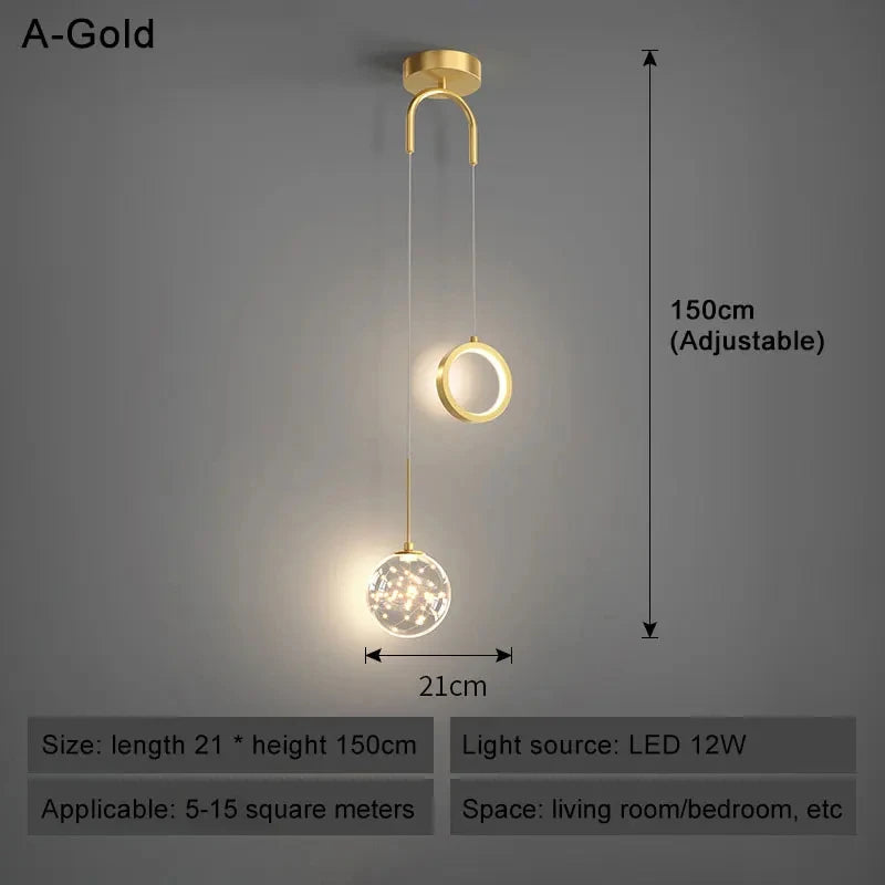 Starry Sky Projection Style Circular Led Pendant Light