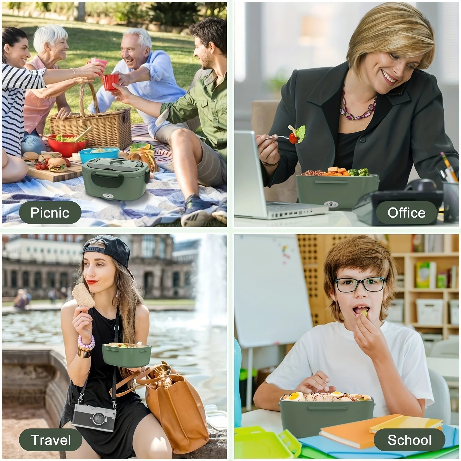 12V/24V/110V Food Warmer, Stainless Container, Insulated Bag