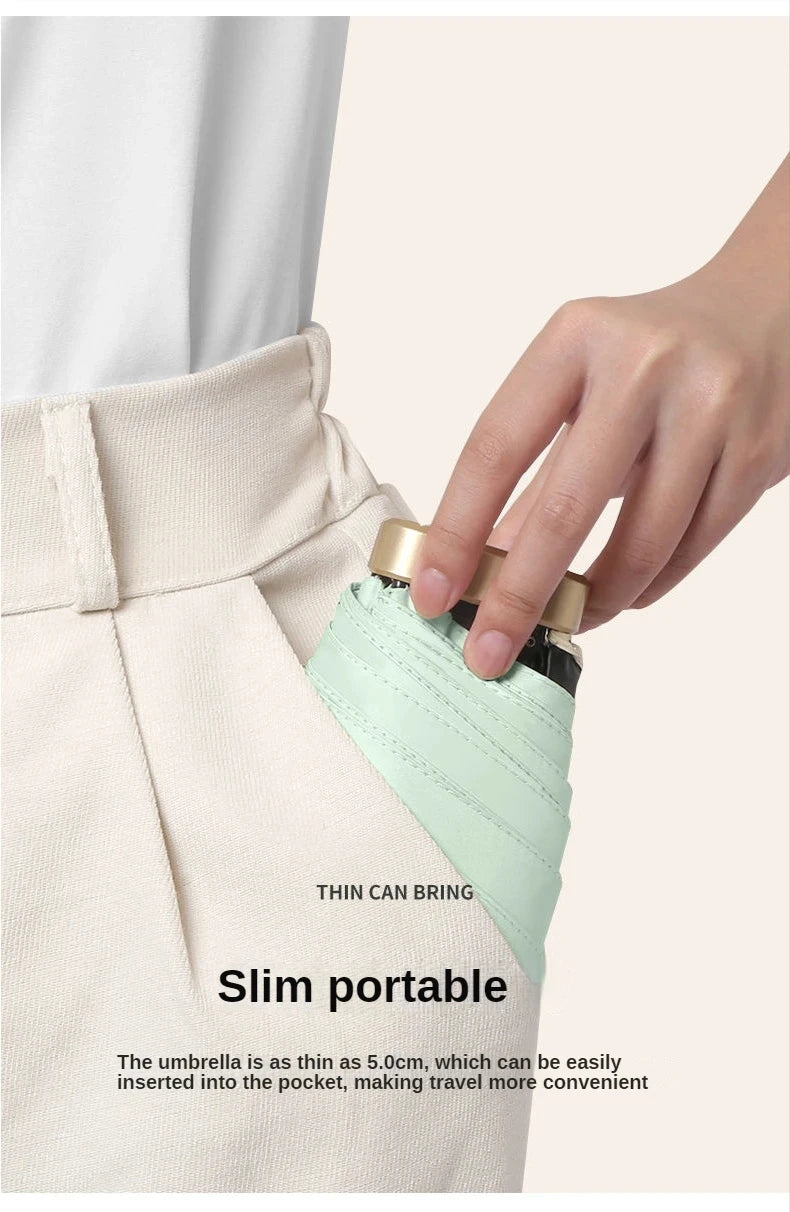 Mini 55% Off Sun Umbrella Small Pocket Rain Umbrella Vinyl Folding UV Ultraviolet Protection Sun Shade Pocket Parasol Capsule