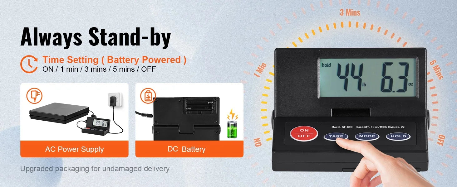 110 lbs Digital Postal Shipping Scale with Time