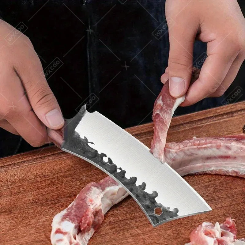 Kitchen Knife, Forged Meat Cleaver, Wooden Handle