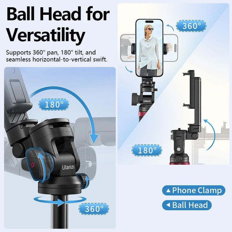 Camera Tripod, Bluetooth Remote, Double Cold Shoe Gimbal