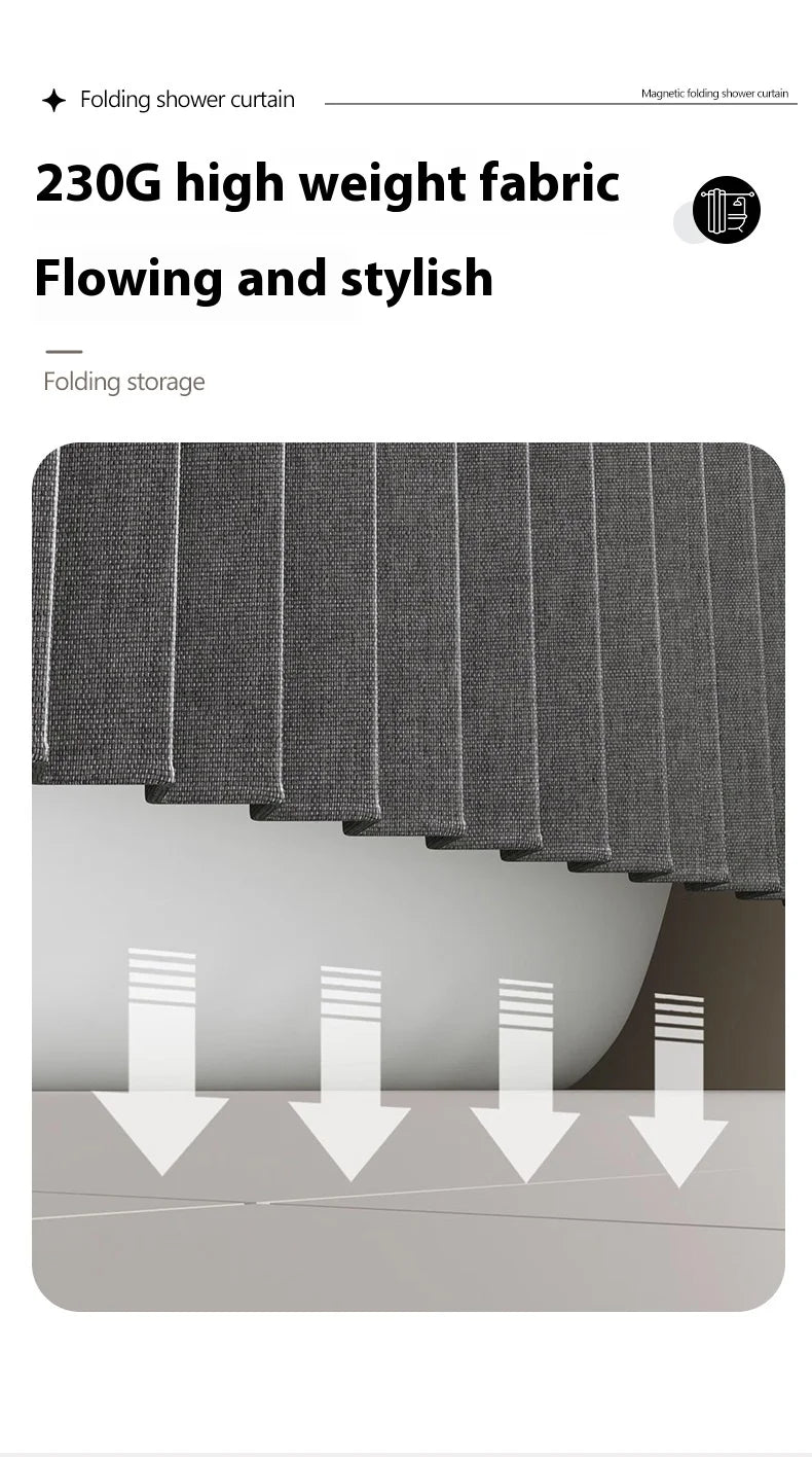 Bathroom Folding Shower Curtain