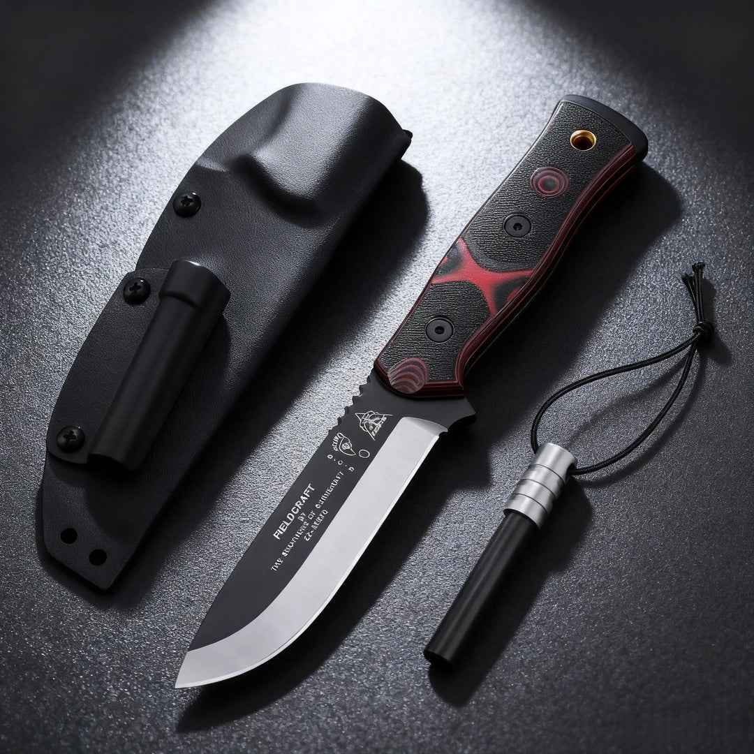 Straight knife, high-hardness 154CM alloy steel, sheath