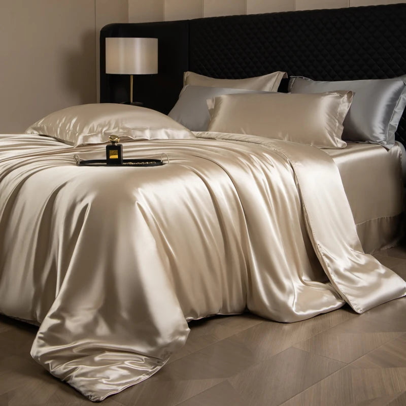 Silk Bedding Set, Duvet Cover, Fitted/Flat, Pillowcases