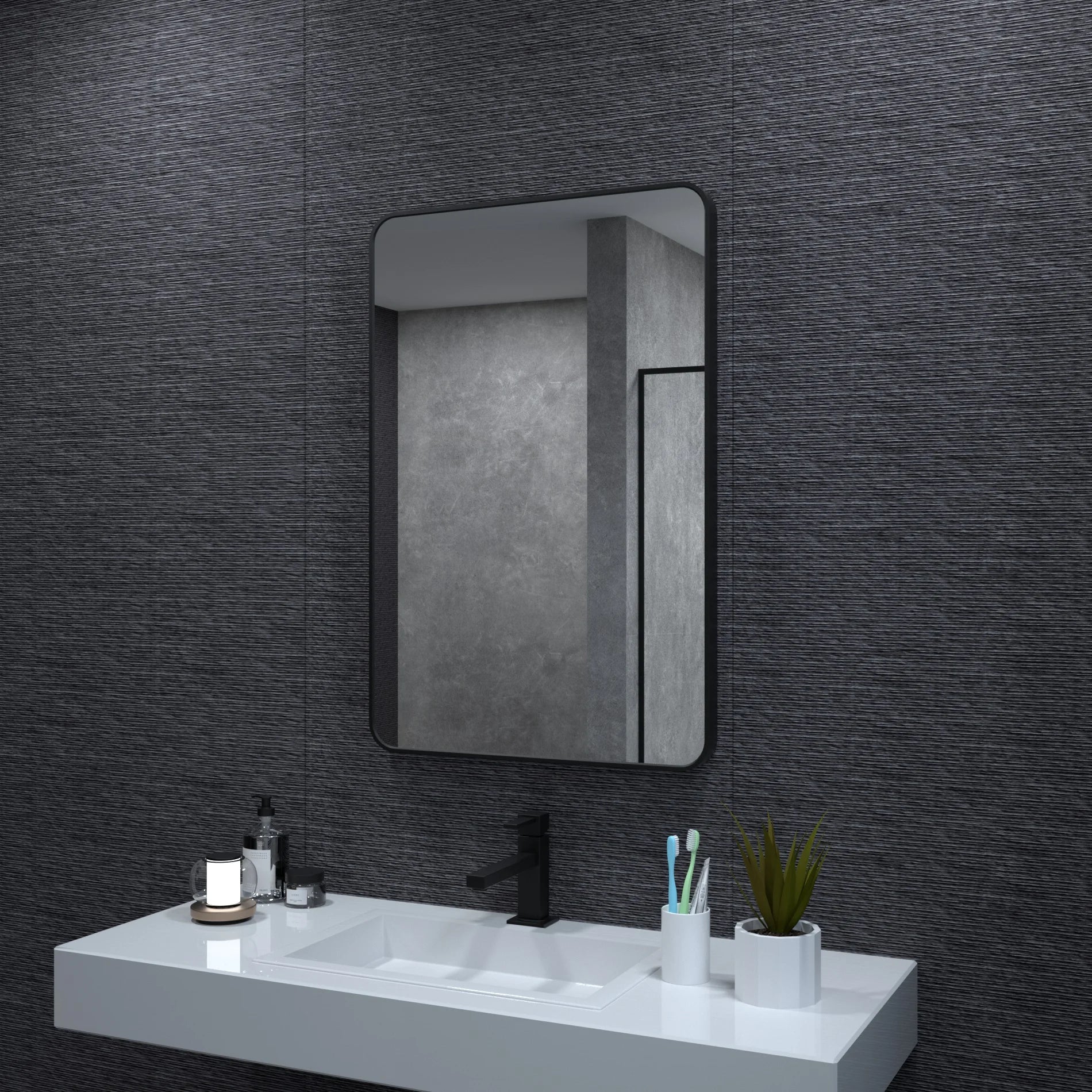 Matte Black Rectangle Wall Mirror