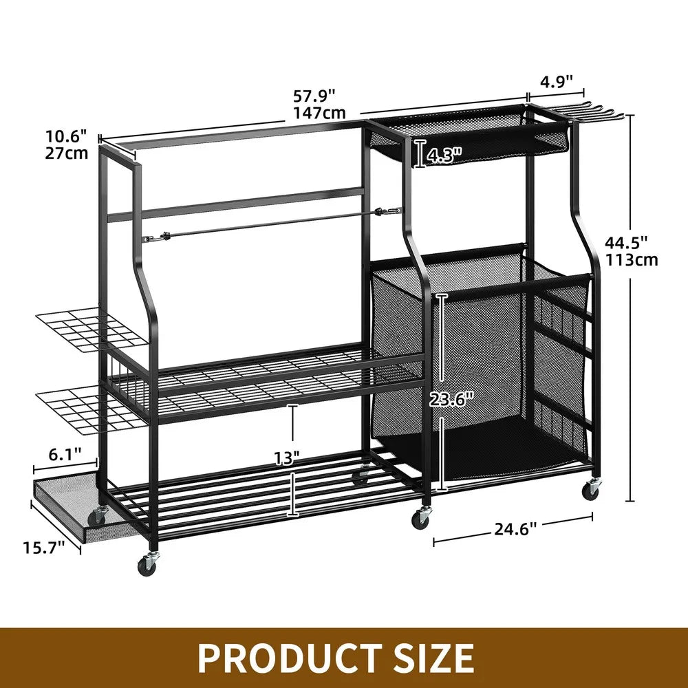 3 Golf Bag Organizer with Wheels Accessories Rack