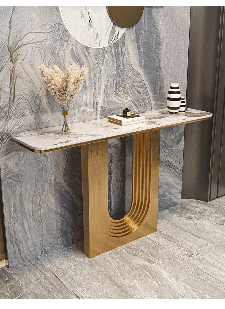 Space Saving Drawer Console Tables, Marble Top