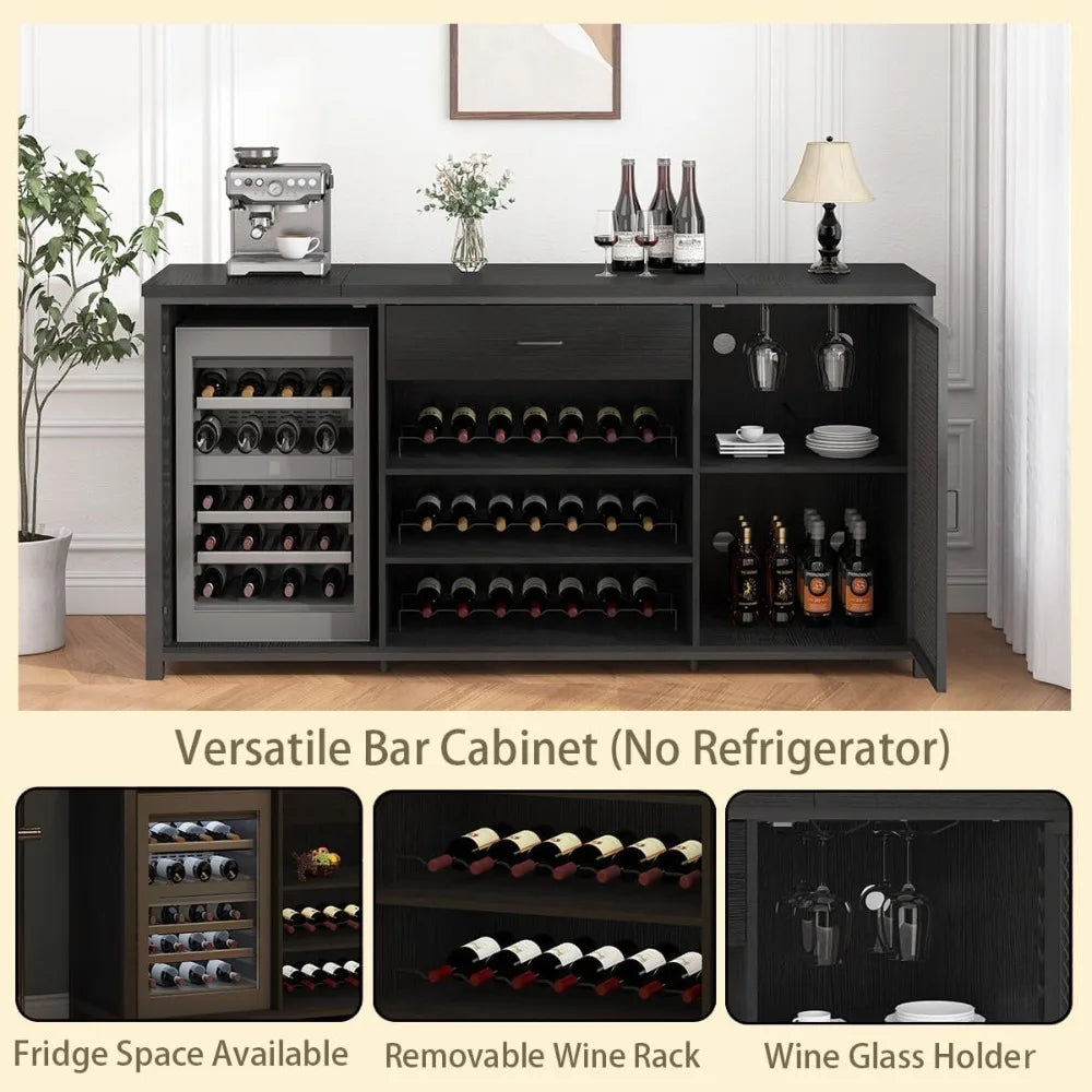 Long Coffee Bar, Wine, Liquor Cabinet, Fridge Space