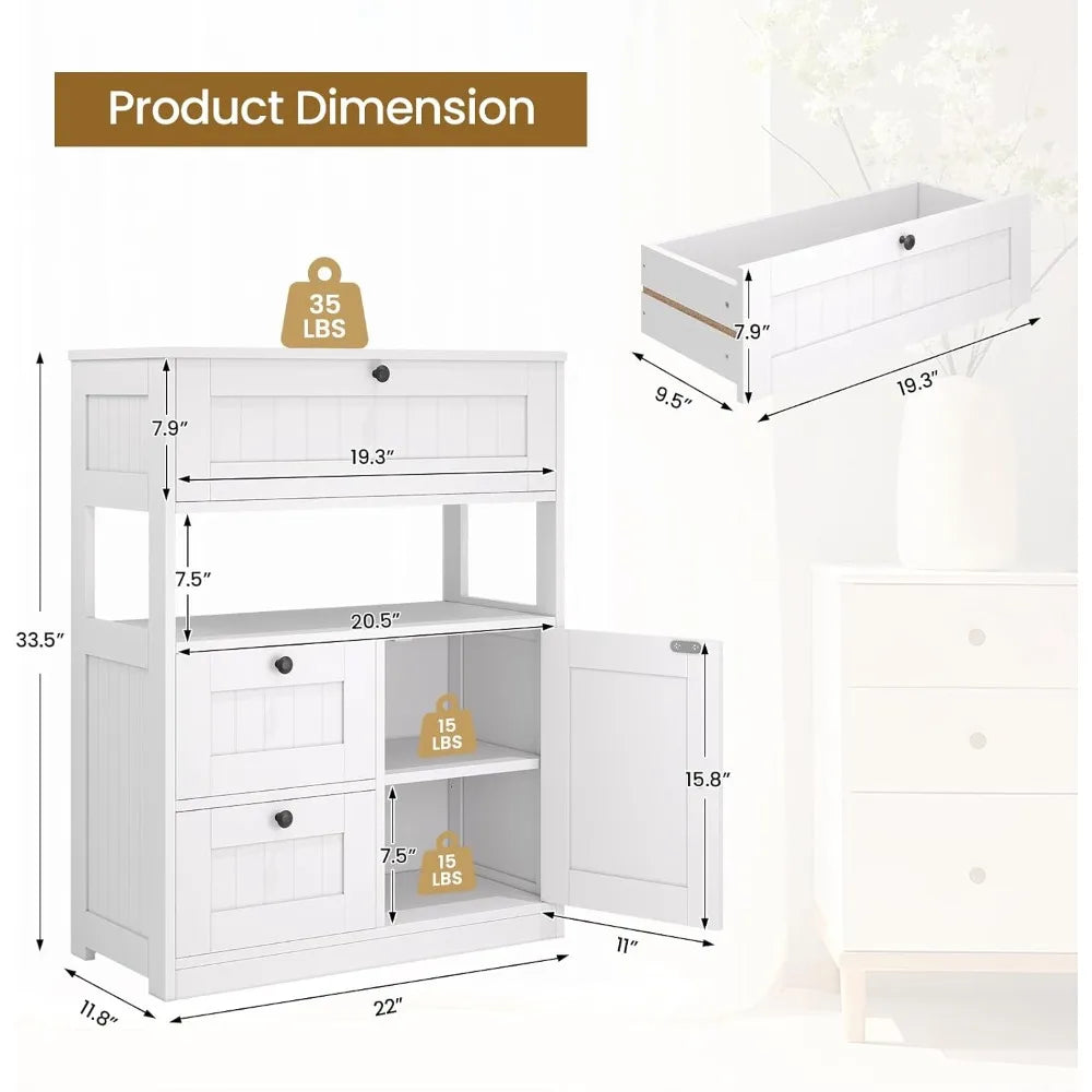 bathroom storage cabinet with 1 door and 3 drawers