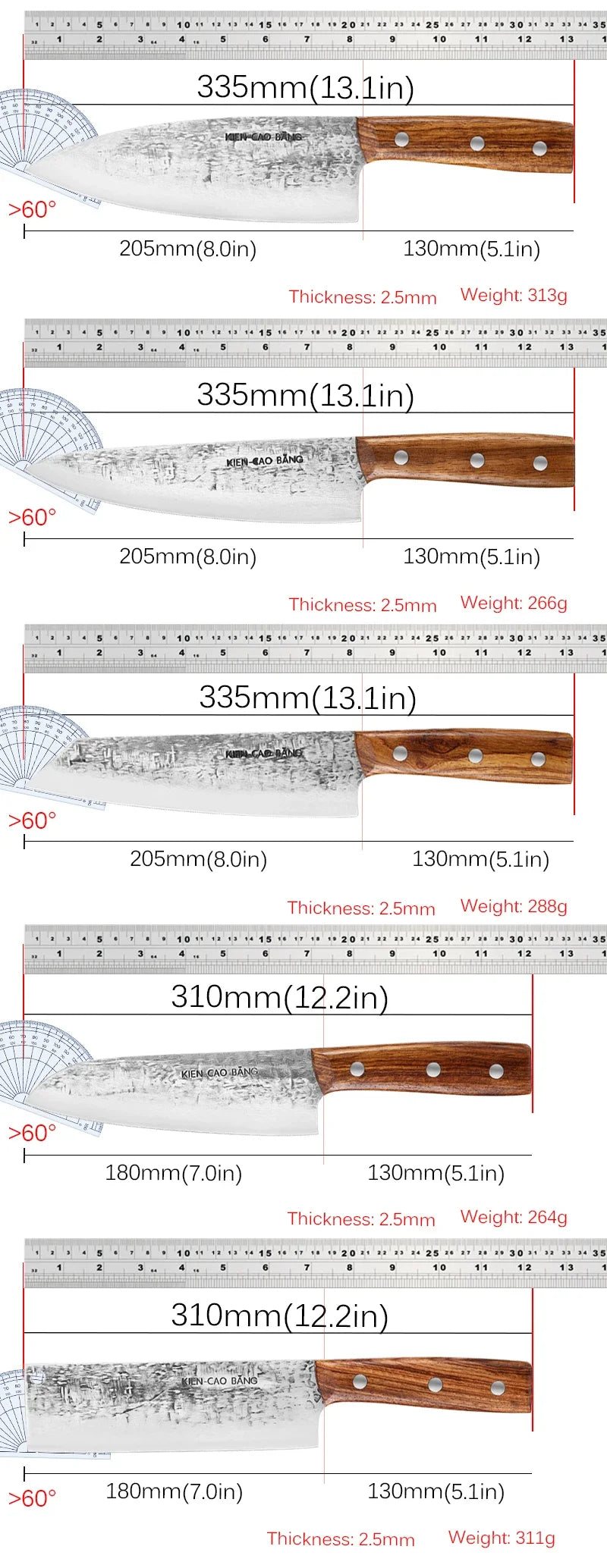 1-5pcs Japanese Kitchen Knives Set Stainless Steel Forged