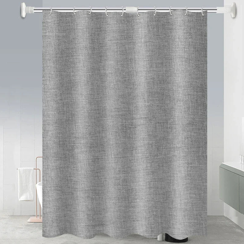 Linen Shower Curtain, Solid Color, Hooks, 6 Colors