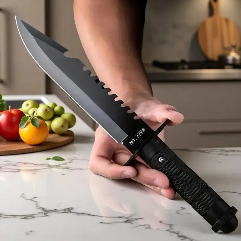 Straight Blade Knife All-Steel Handle, Nylon Grip