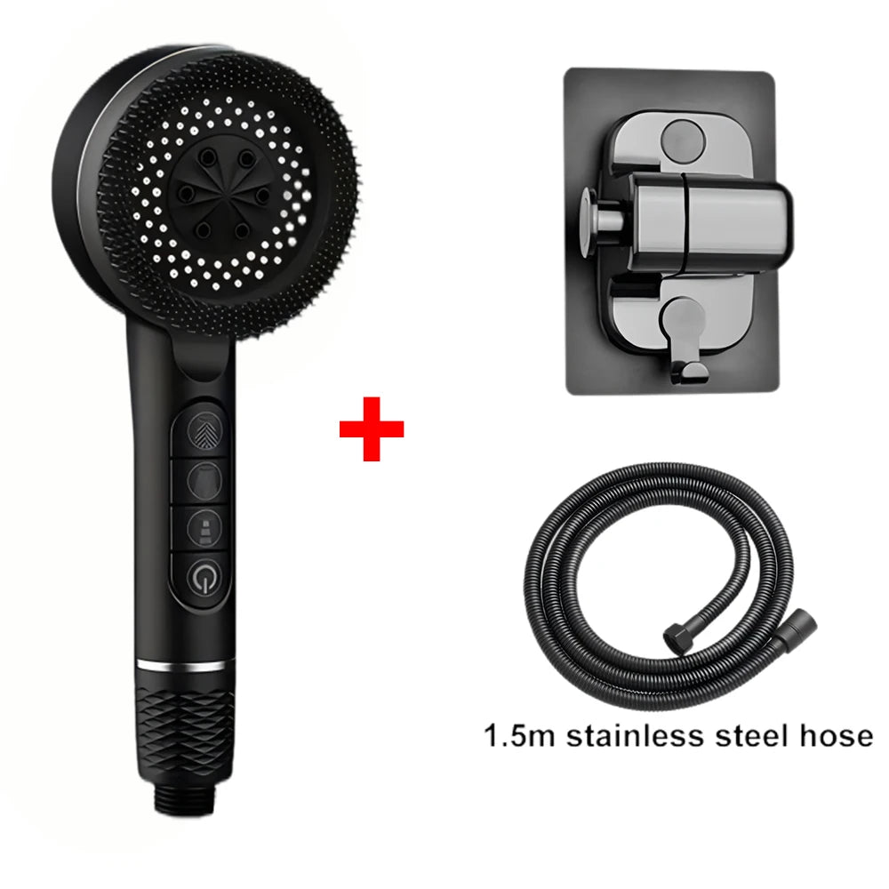 4 Modes Shower Head, Silicone Brush, High Pressure, Filter