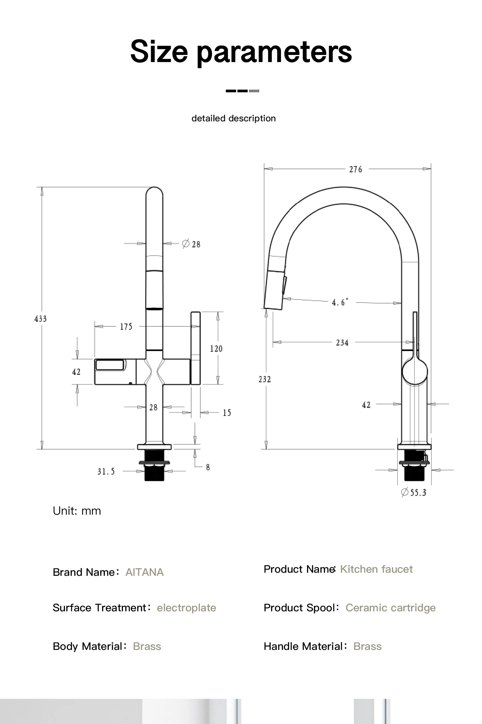 gun gray kitchen faucet, LED digital sensing, 2-function spay