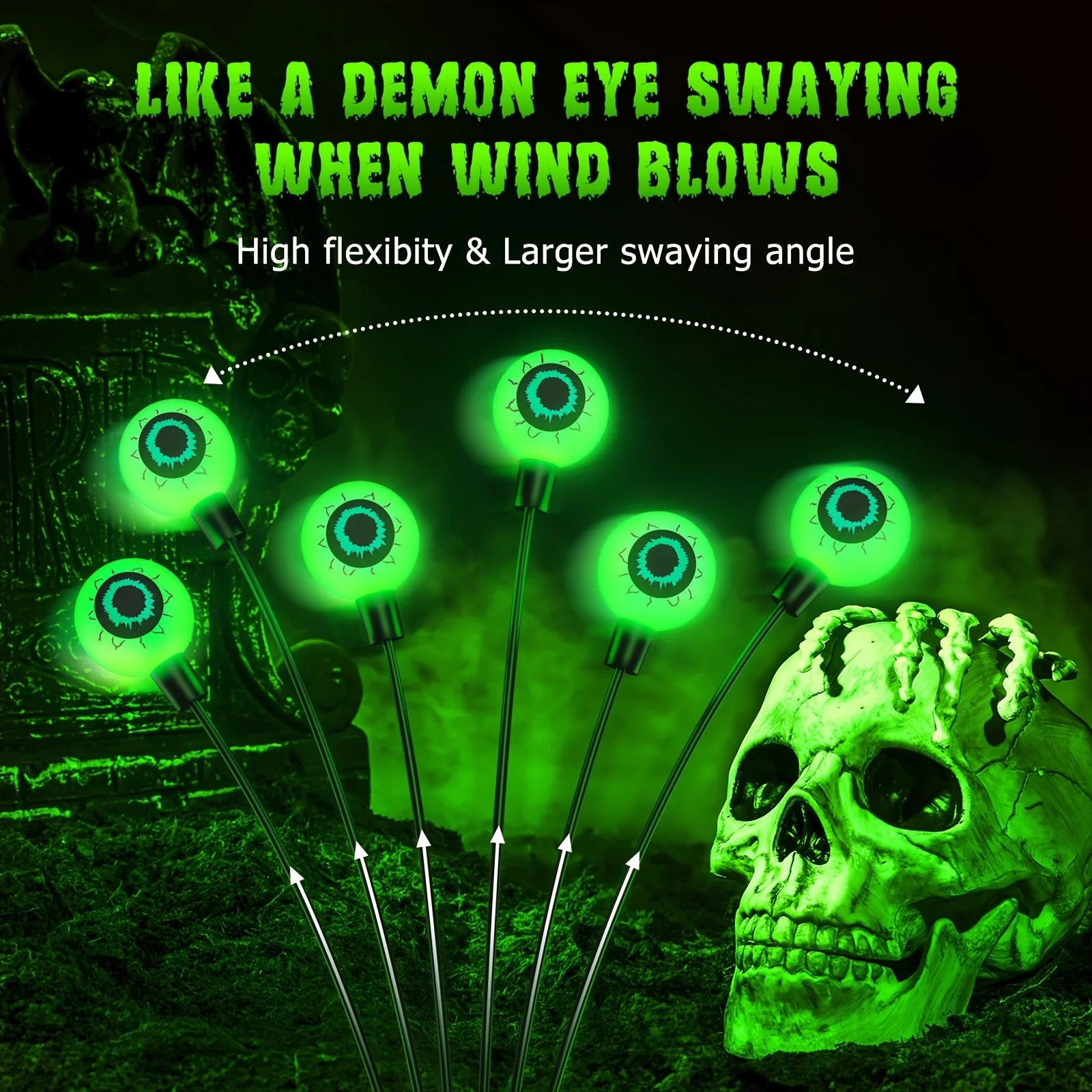 Solar Scary Eyeball Lights, Purple/Green
