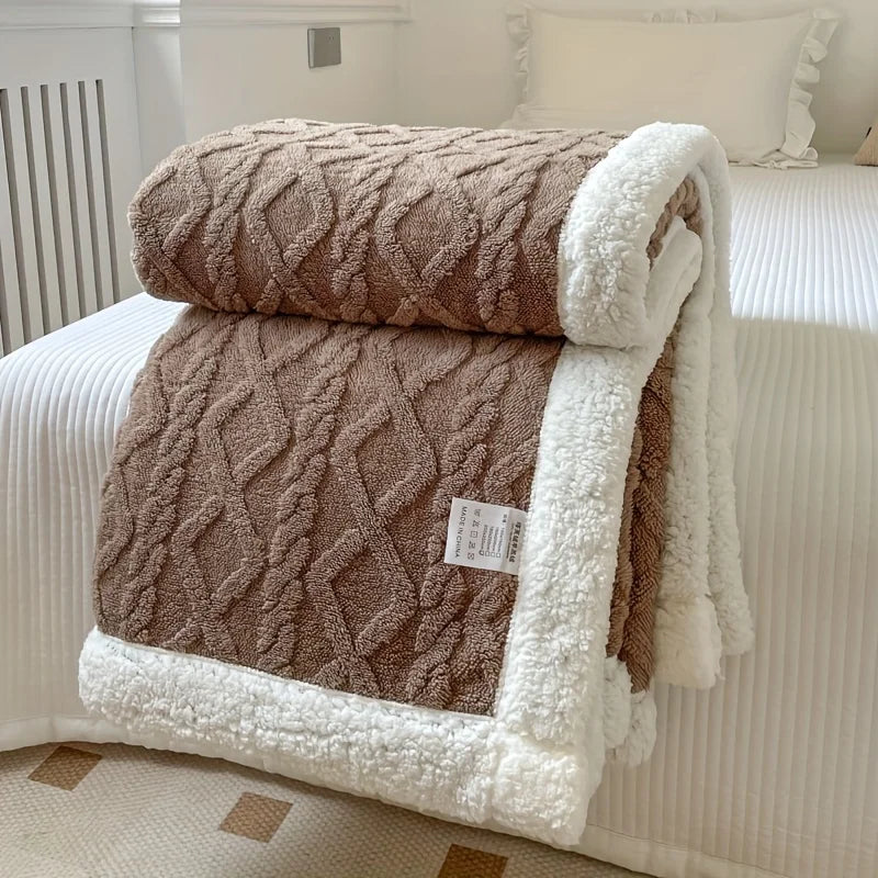 Double-Sided Lamb Wool Blanket, Various Colors, Sizes