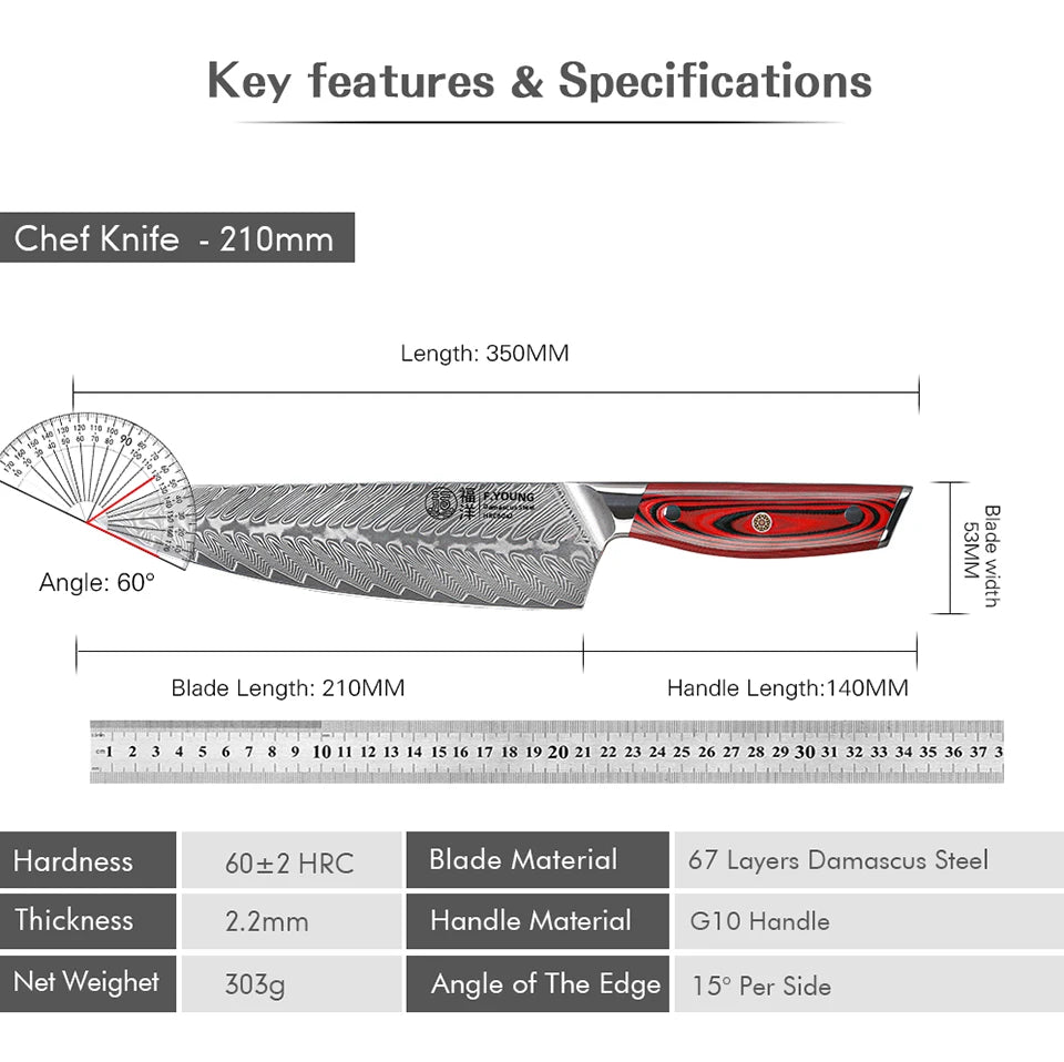 8.2" Professional Damascus Steel Kitchen Knife