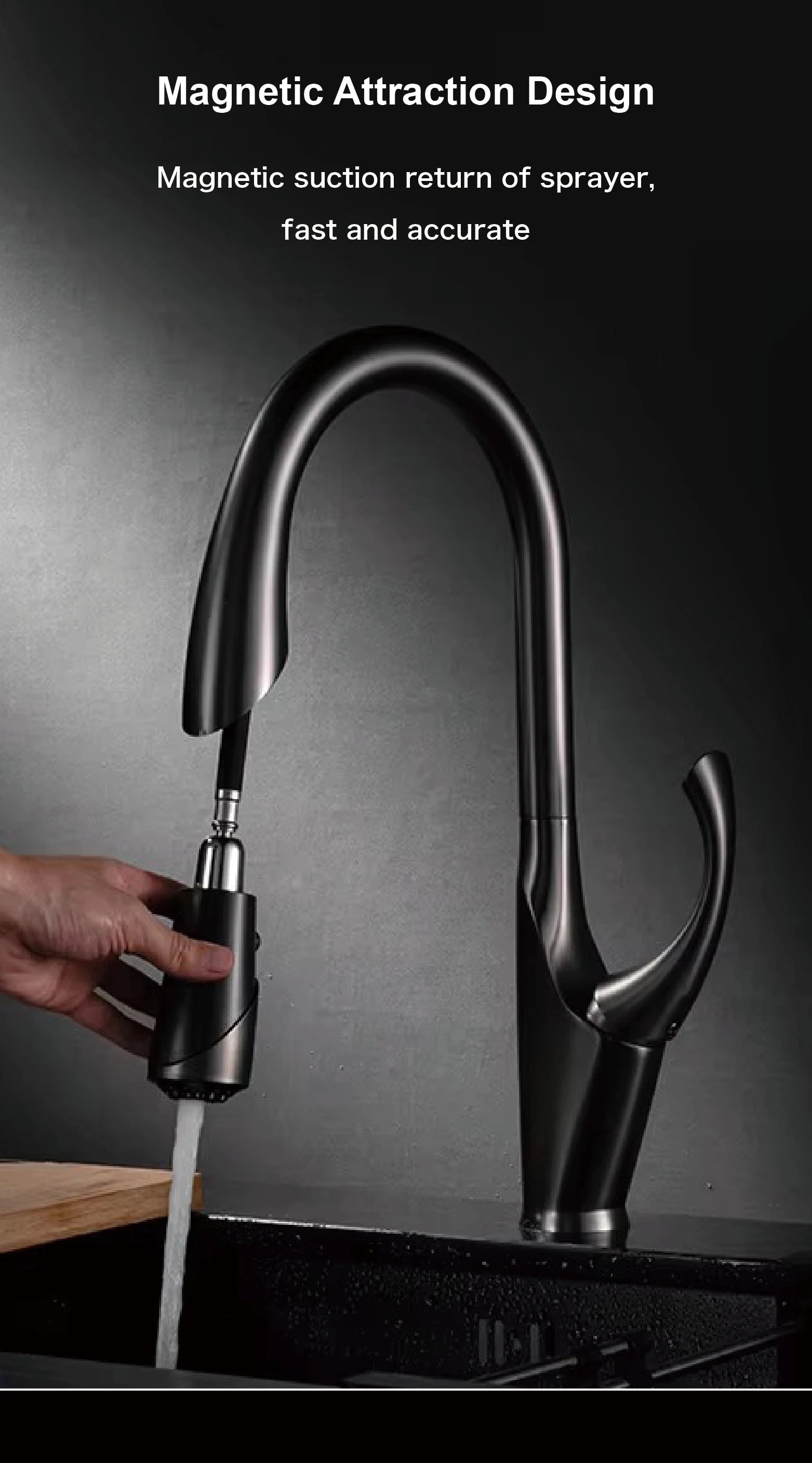 kitchen faucet, single handle, touch control, 3-function spray