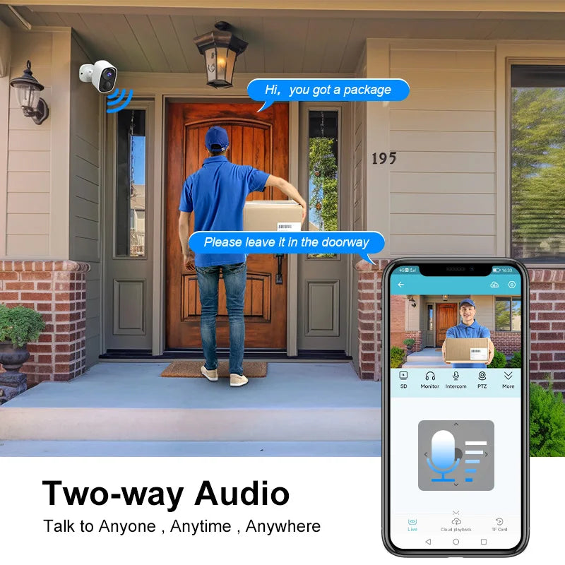 Wireless Solar-Powered Security Camera, PIR Motion Alarm