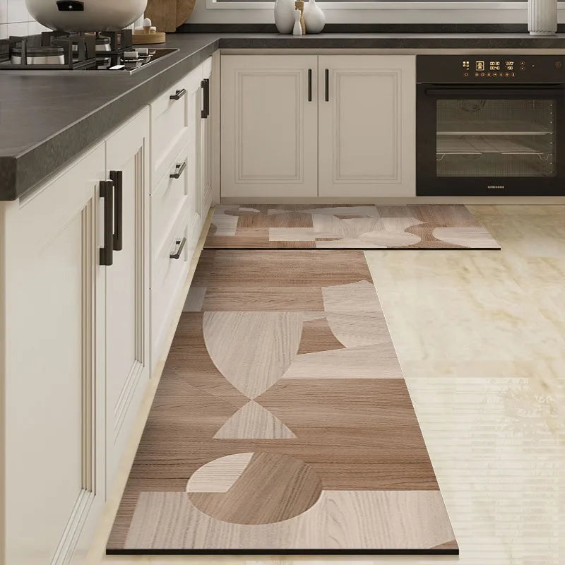 Waterproof Floor Mat Brown Imitation Wood Grain