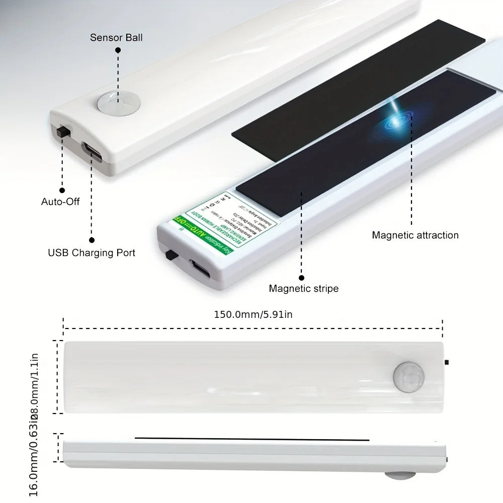 6 Pack Motion Sensor Lights USB-C Rechargeable Battery