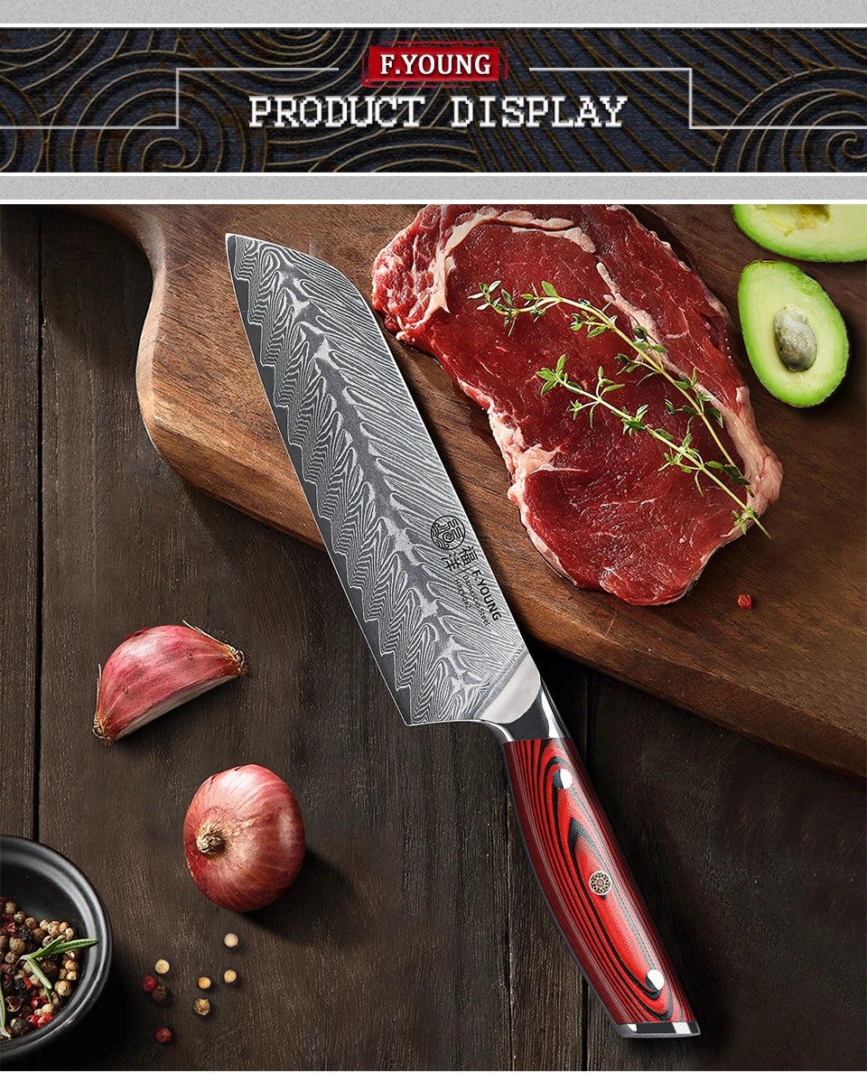 7 Inch Japanese Santoku Knife 67 Layer Damascus Steel