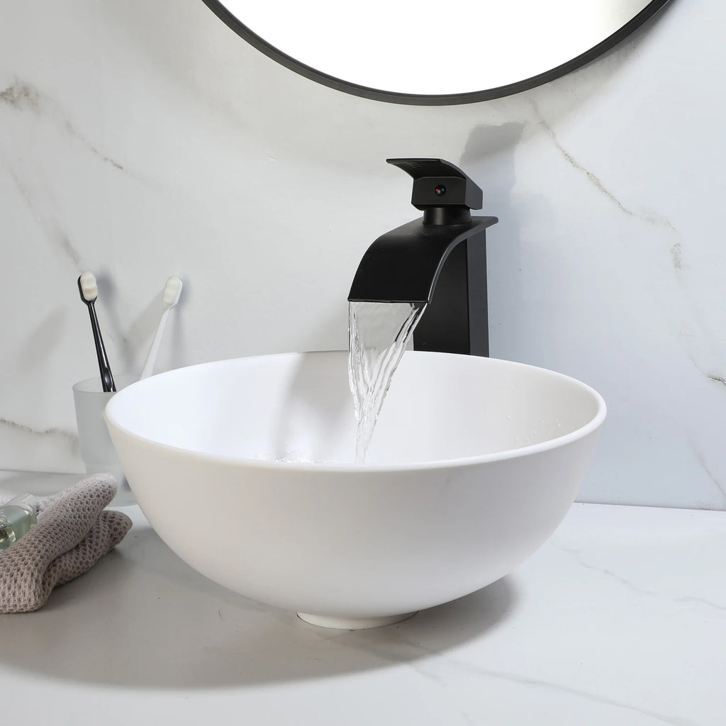 Blue Vessel Sink Deck Mounted, One Handle Faucet, Drain Set