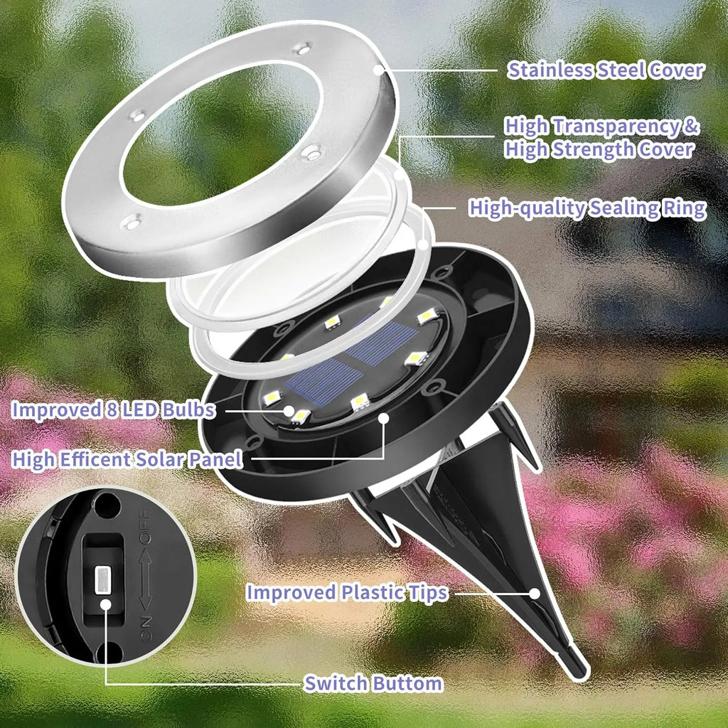 4/8pcs 8ts LED Solar Landscape Lighting