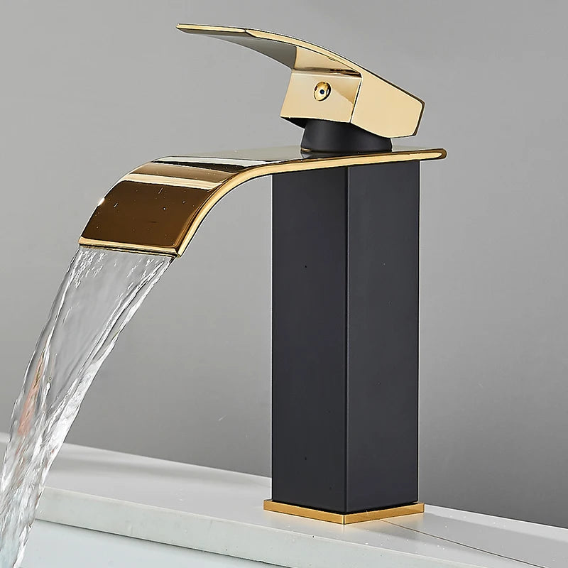 Matte Black Waterfall Basin Faucet Single Handle Mixer