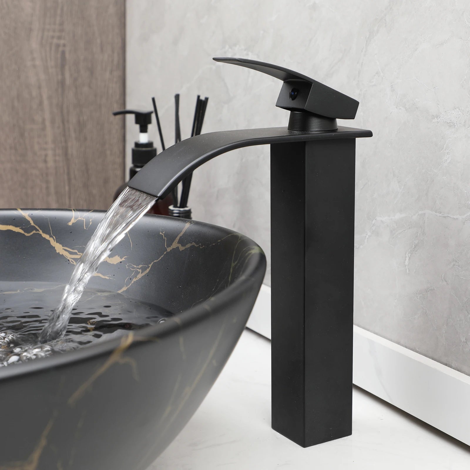 17'' Round Vessel Vanity Sink, Faucet, Drain Set