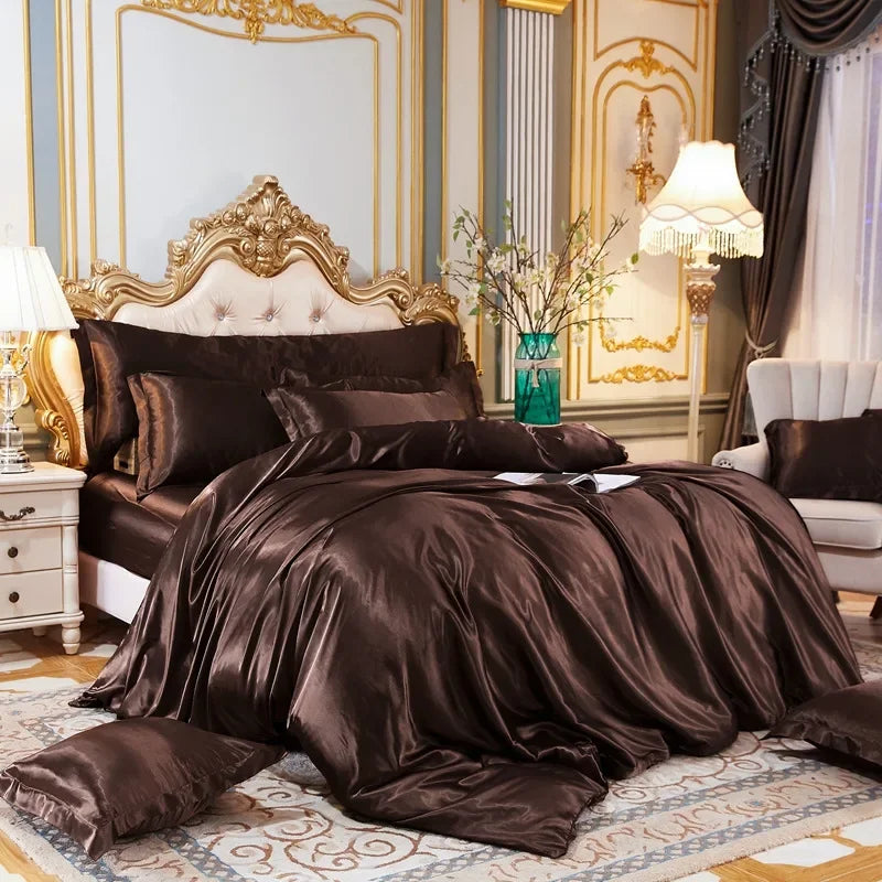 Satin Bedding Set, Duvet Cover, Bed Sheet, Pillowcase,
