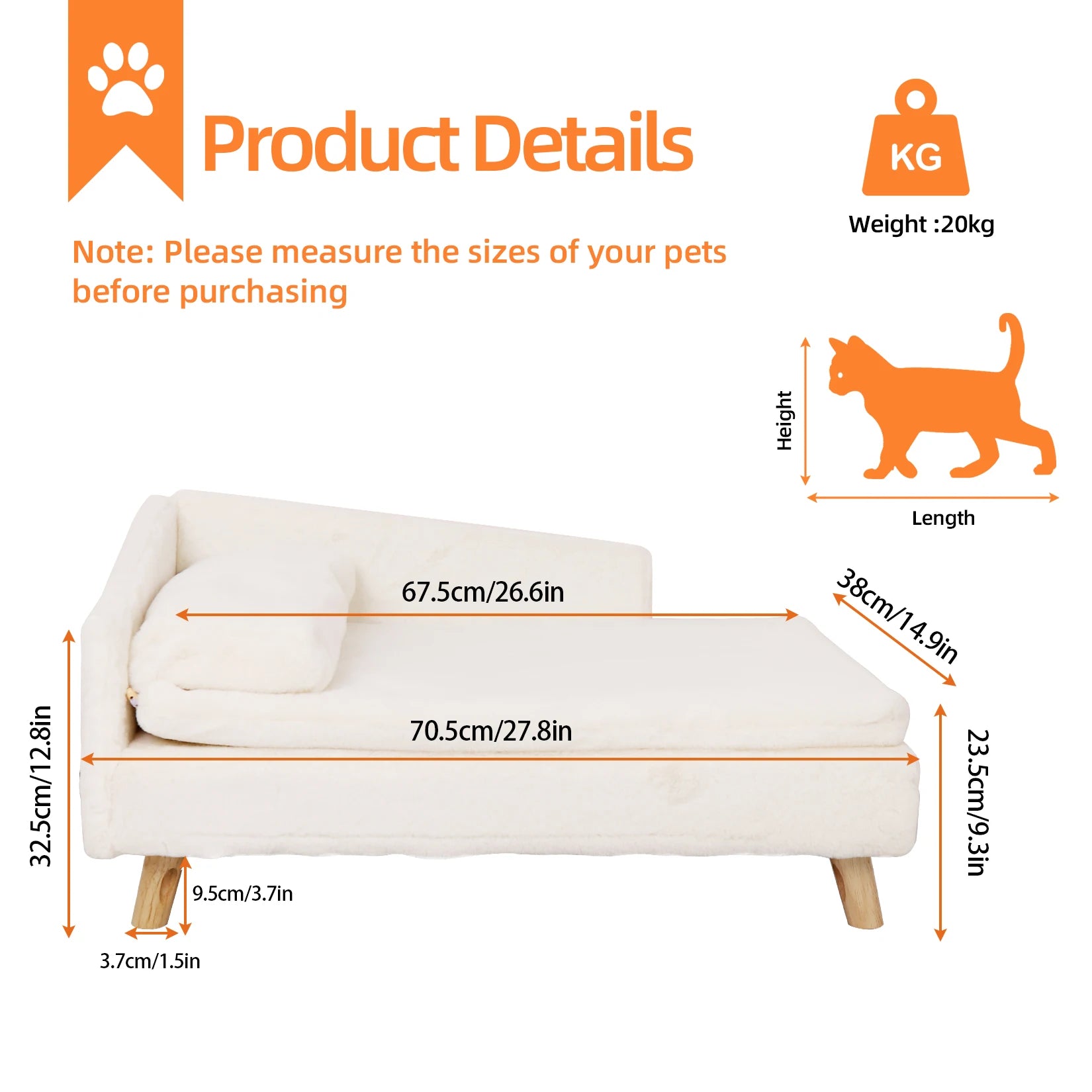 Elevated Pet Bed, Waterproof Sofa Bed, Small