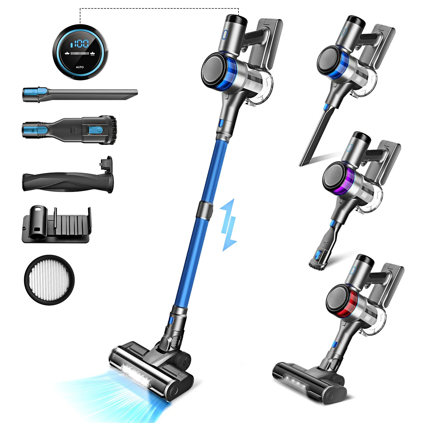 Cordless 45Kpa Stick Vacuum with LED Display