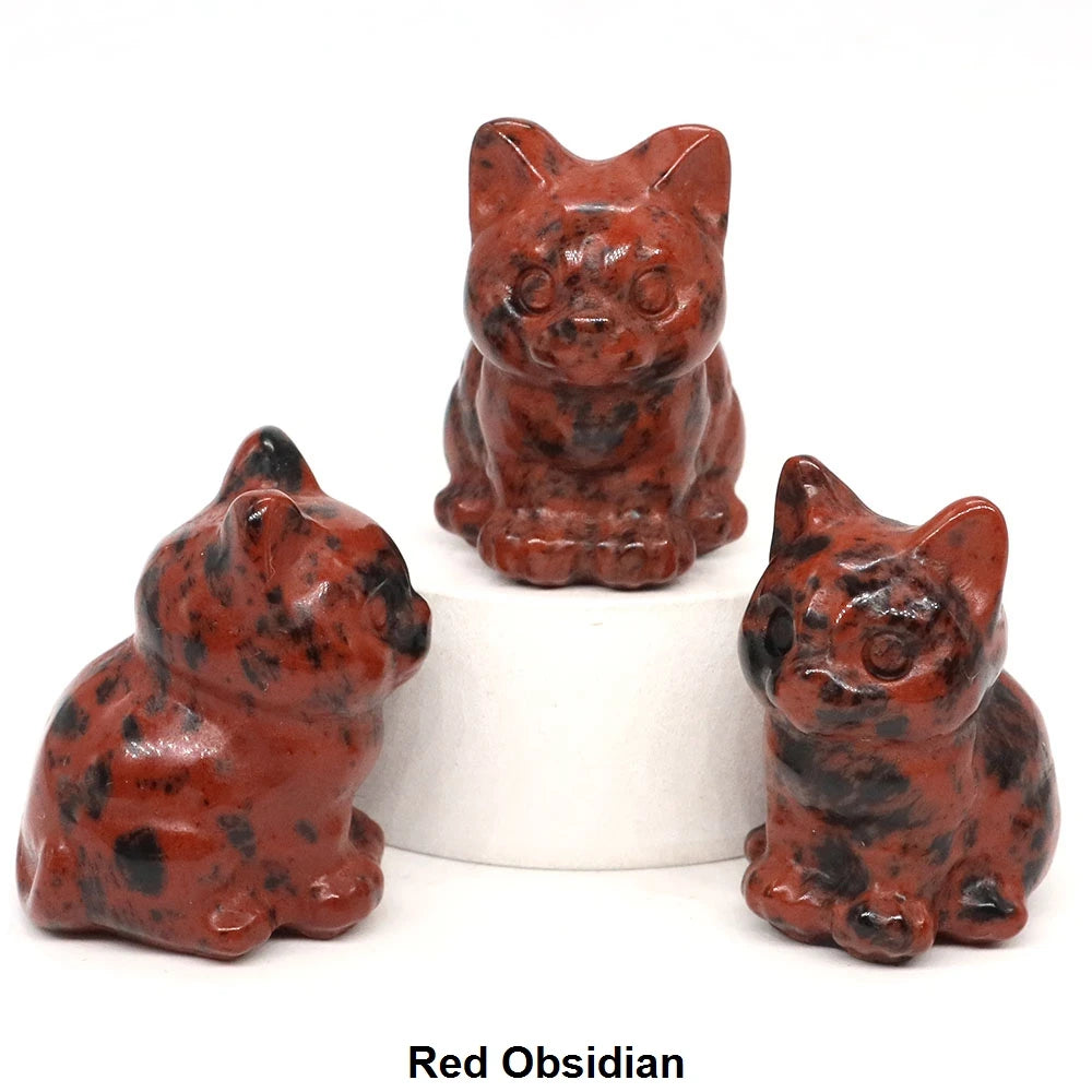 1.2" Mini Hand Carved Animal Kitty Figurine