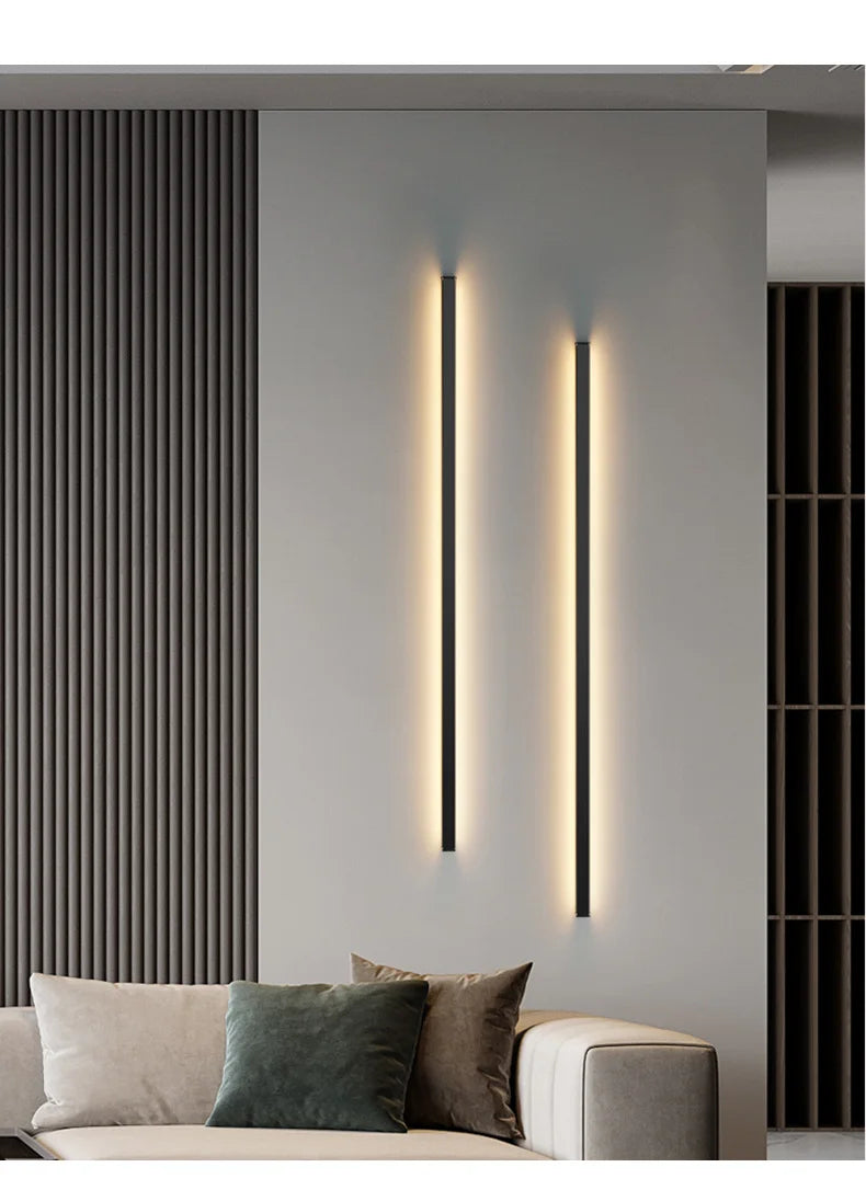 Wall lamp long strip black background