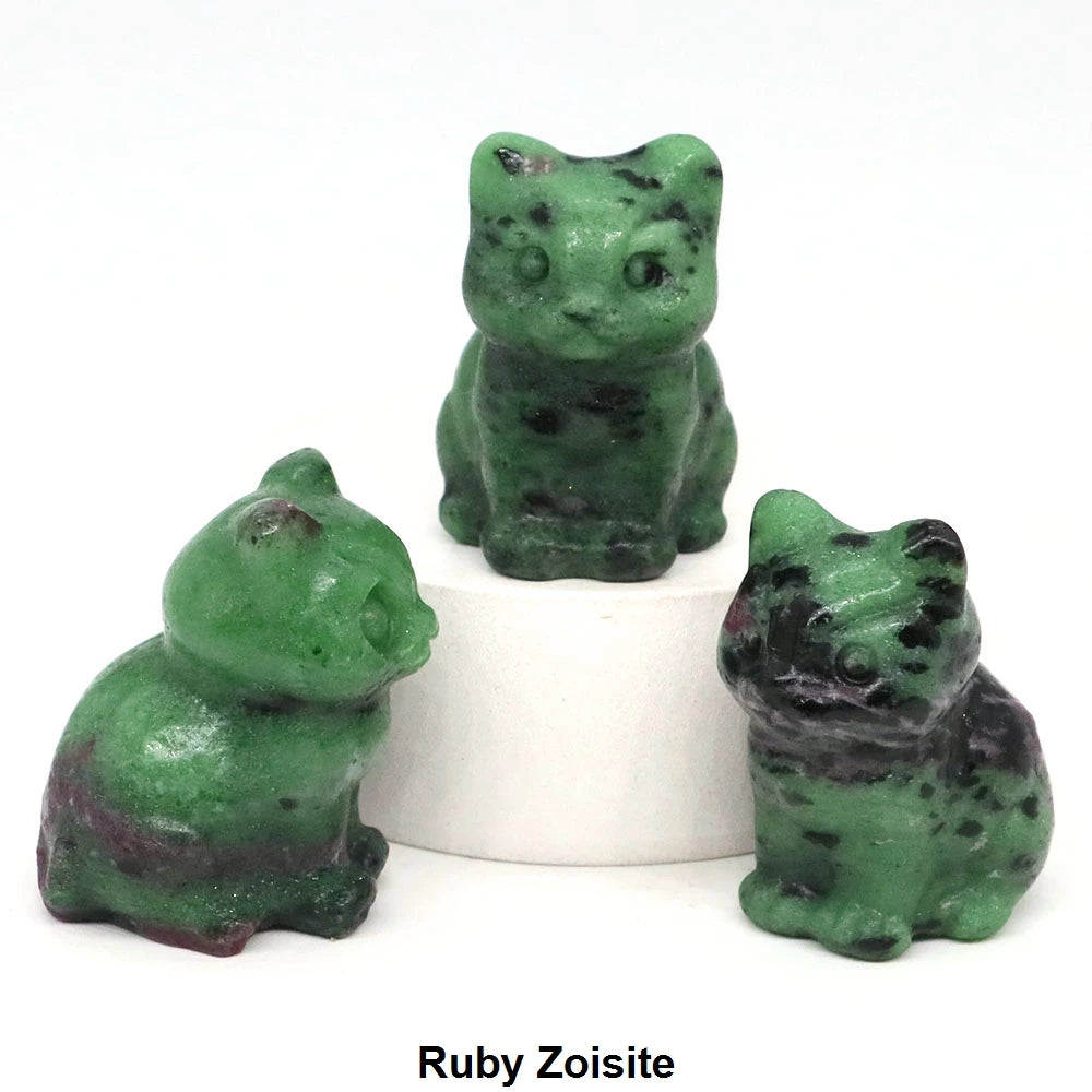 1.2" Mini Hand Carved Animal Kitty Figurine