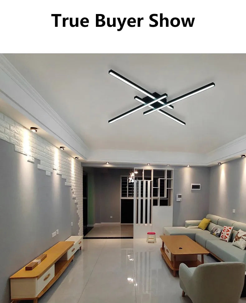 square led ceiling lamp, strip lights, black, white