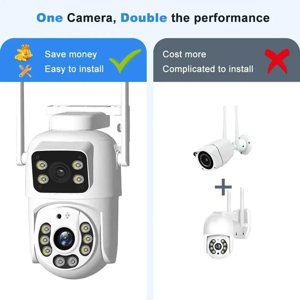 Camera Dual Lens Outdoor CCTV Security Protection