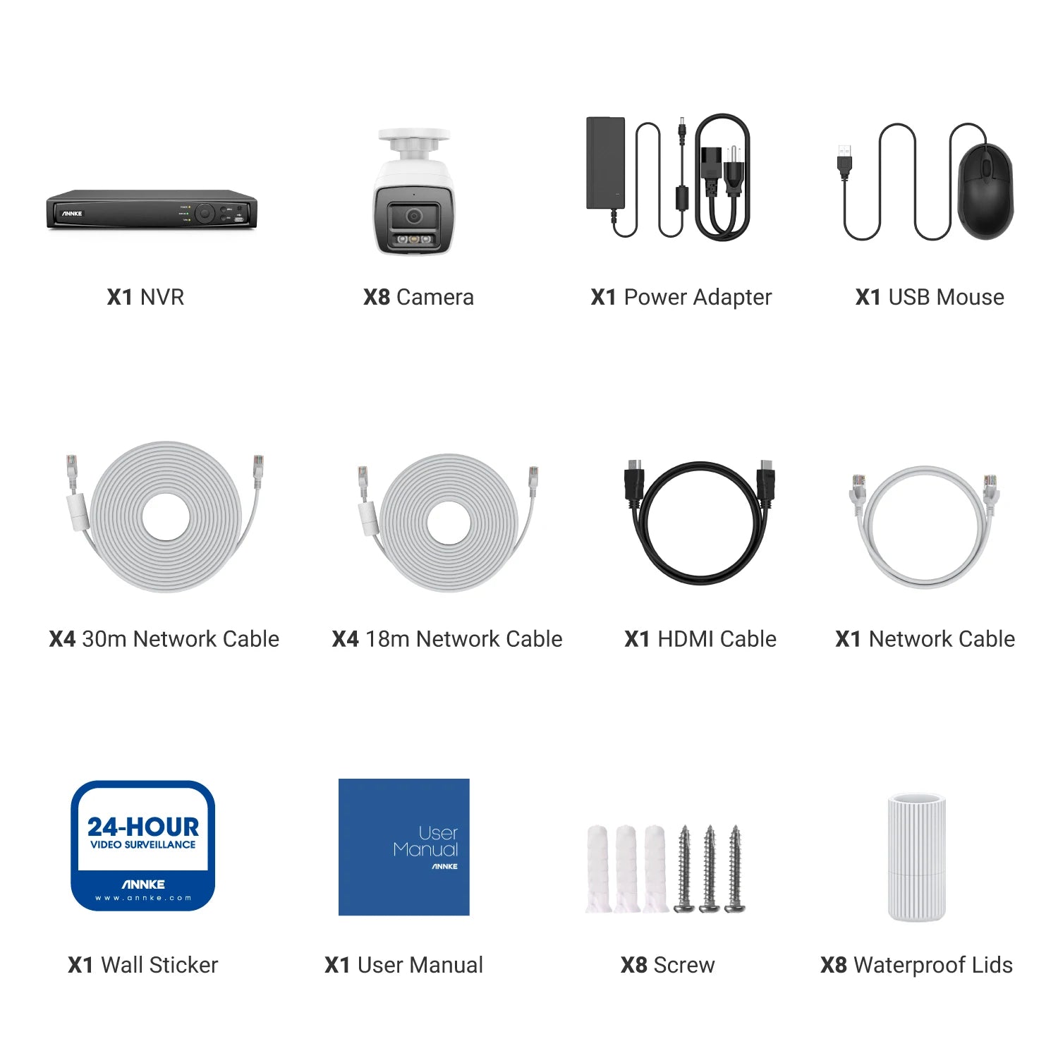 8CH NVR With 4/8 PCS security camera kit