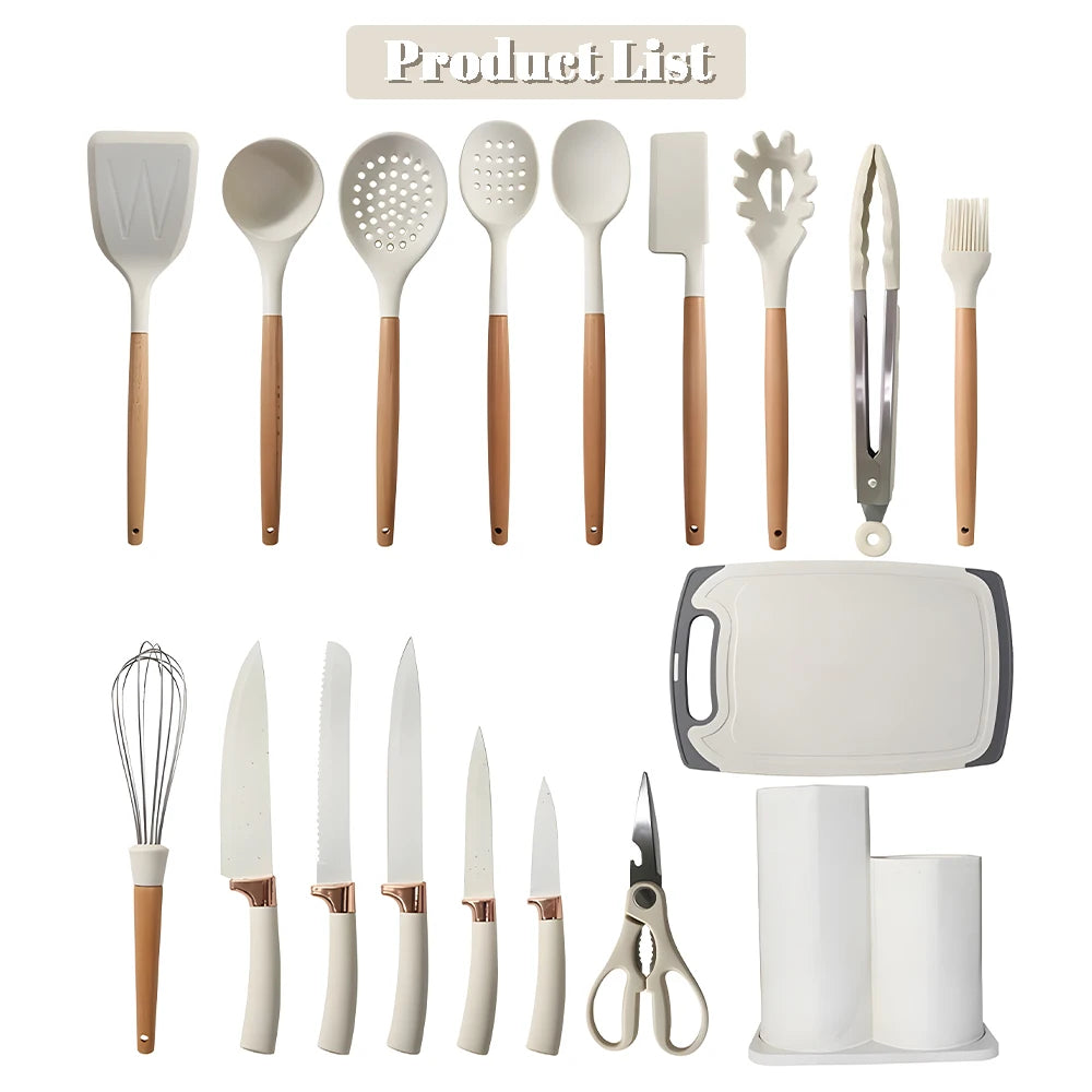 Heat Resistant Silicone Knives, Soup Spoon, Scissors, Peeler