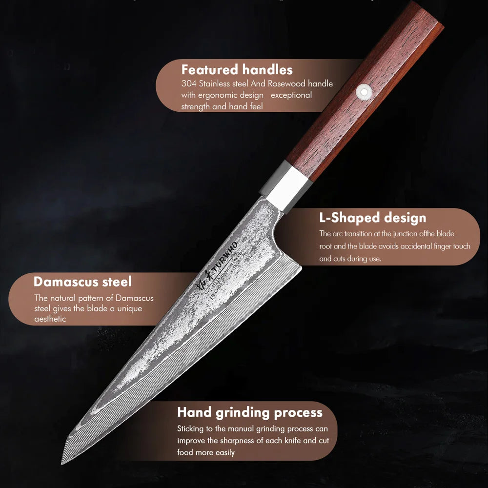 6" Honesuki Utility Knife Damascus Steel Chef Knives