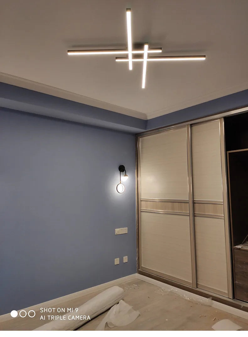 square led ceiling lamp, strip lights, black, white