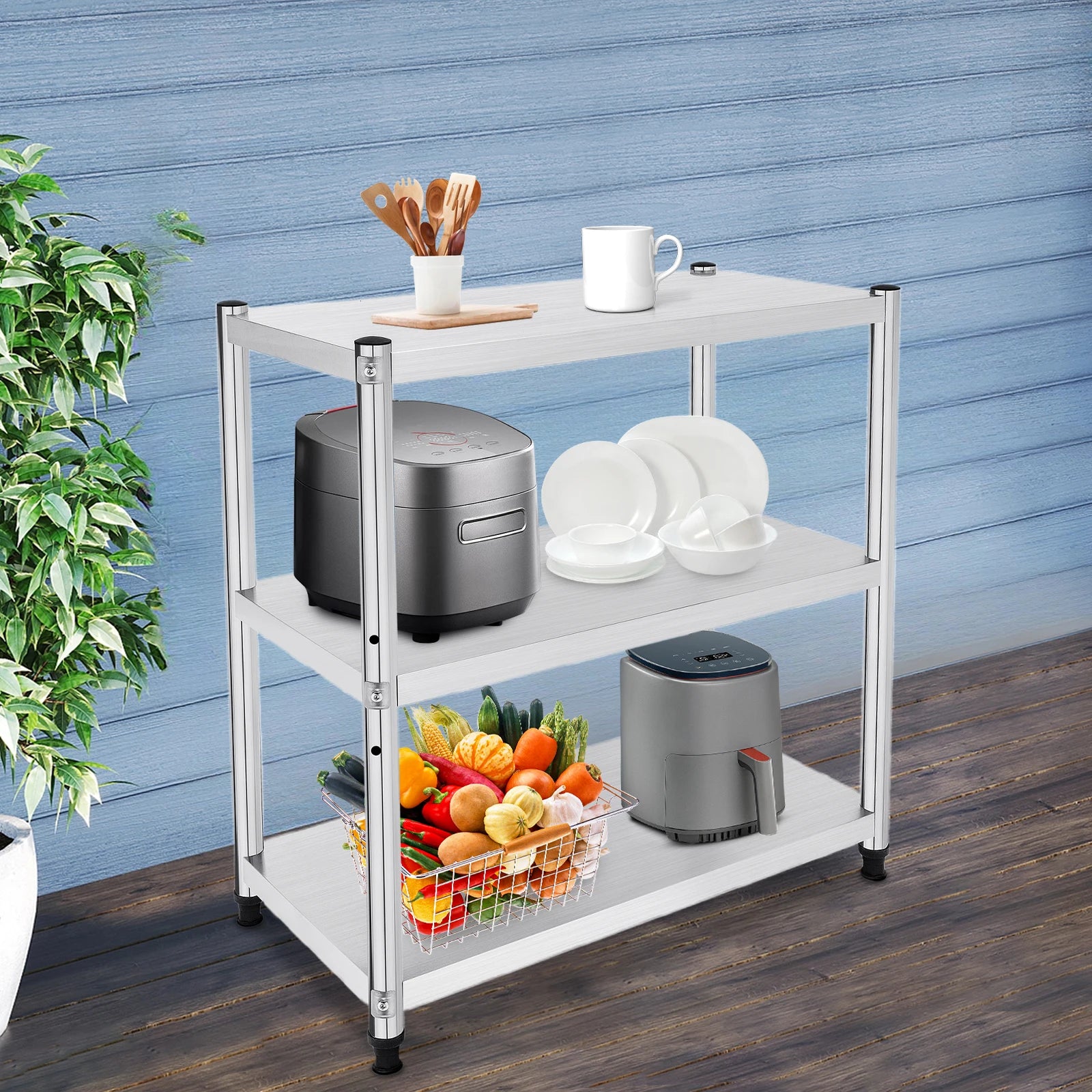 3-Tier 201 Stainless Steel Adjustable Storage Rack