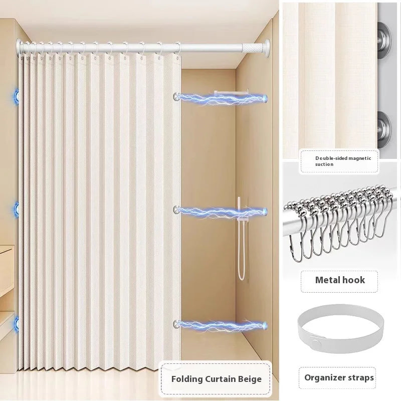 Bathroom Folding Shower Curtain