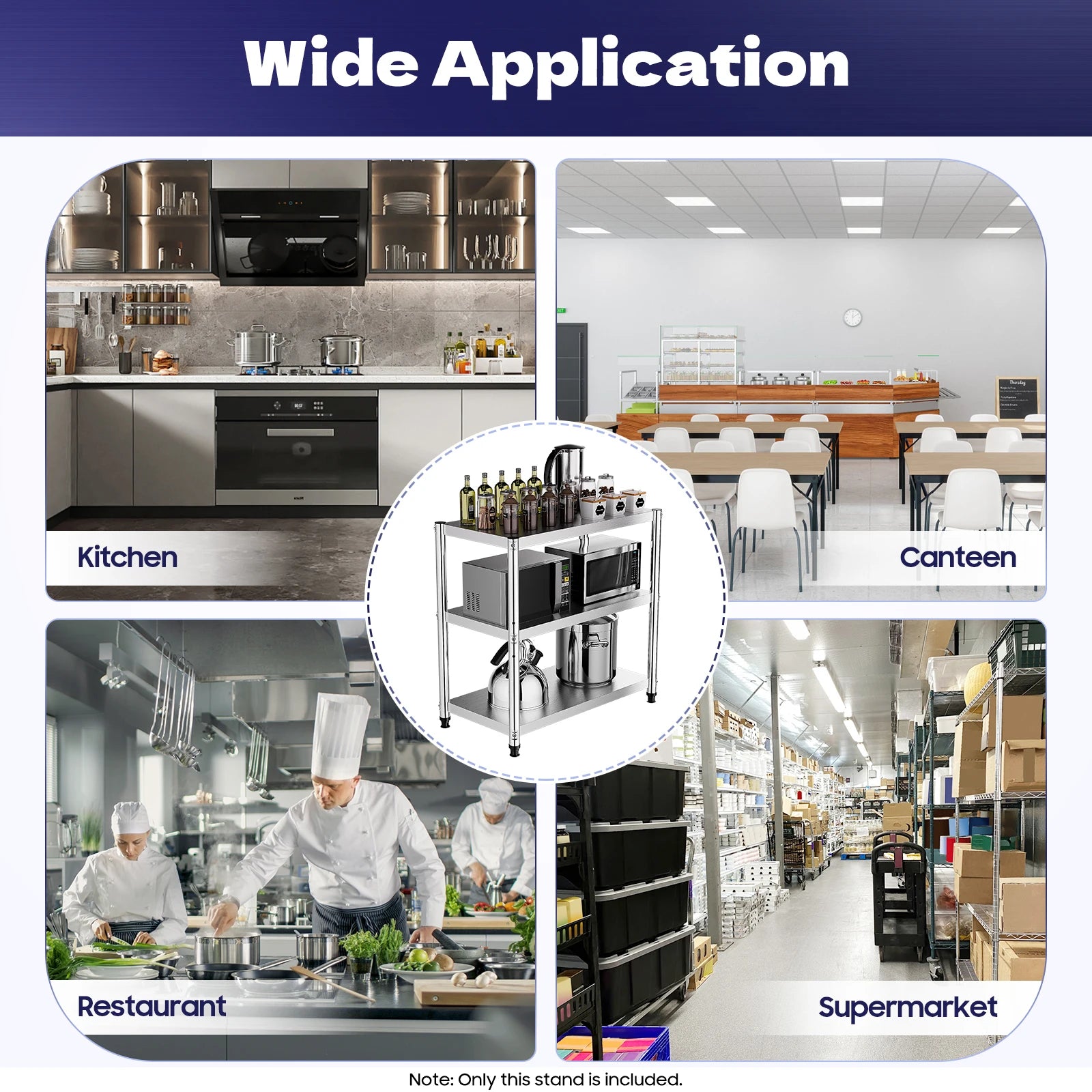 Stainless Steel Storage Rack,3-Tier Multi-functional Shelf