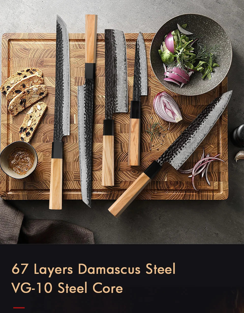 Damascus Steel Kitchen Knives, Japanese Hand Forged