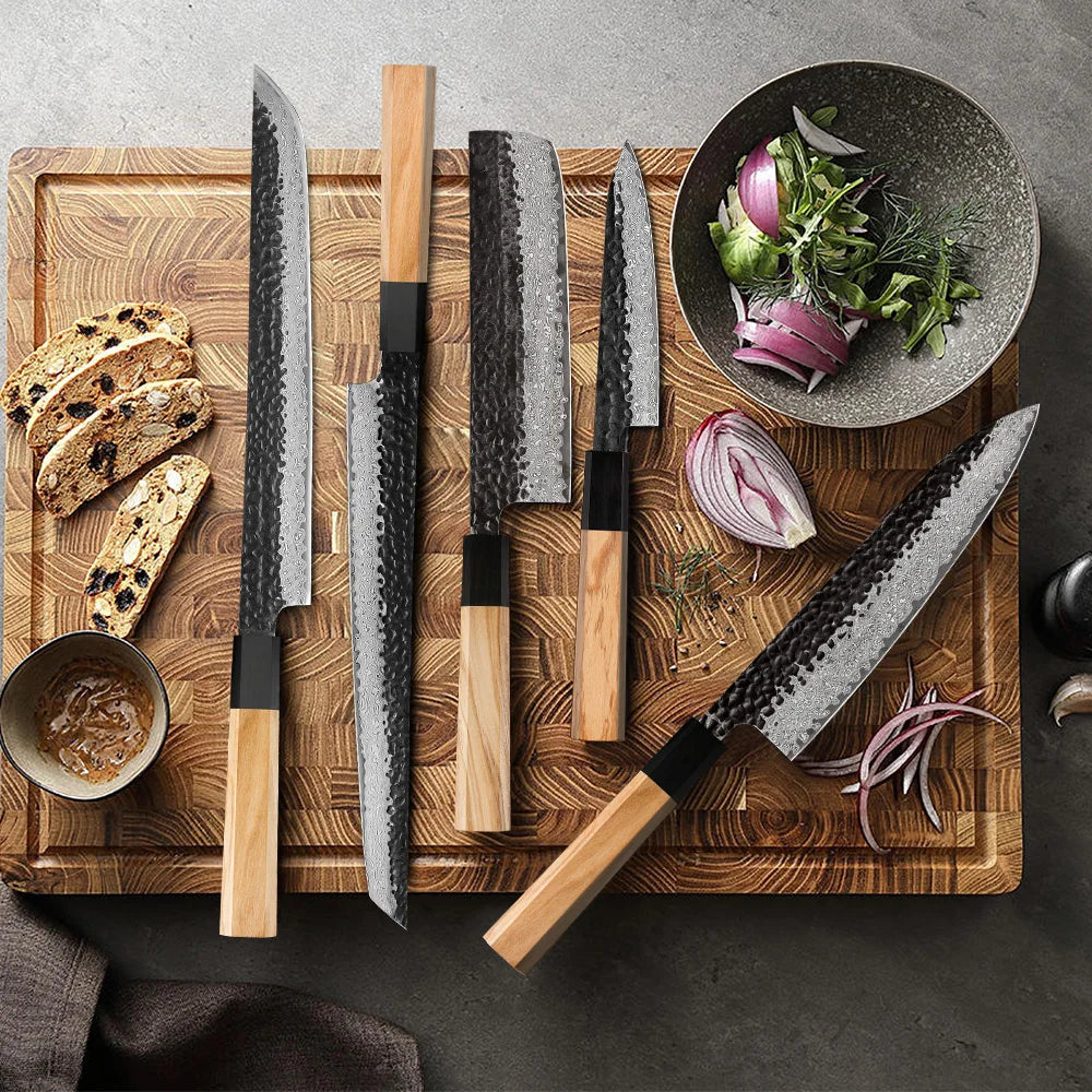 Damascus Steel Kitchen Knives, Japanese Hand Forged