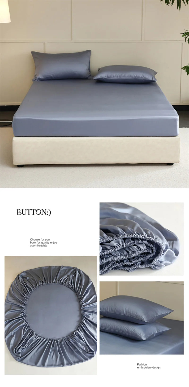 Mulberry Silk Fitted Sheet, Non-Slip Bed Cover