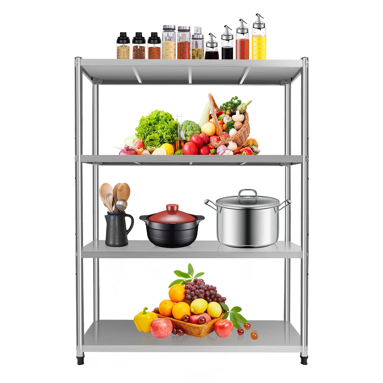 3-Tier 201 Stainless Steel Adjustable Storage Rack